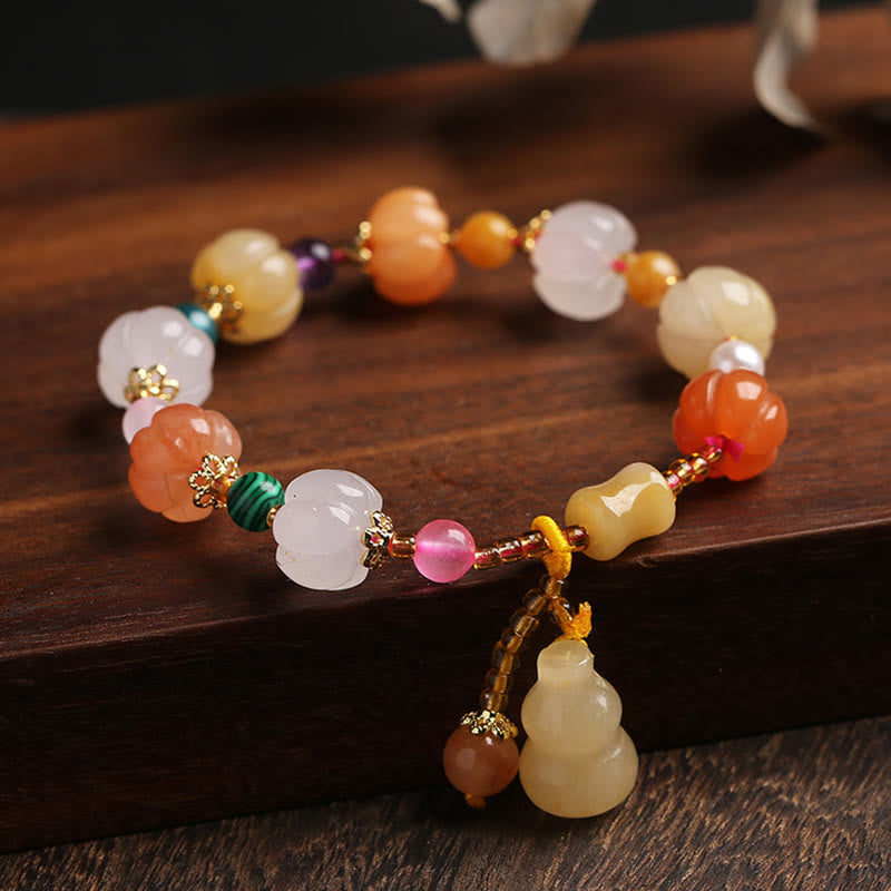 Golden Silk Jade Wealth Bracelet with Pixiu for Luck