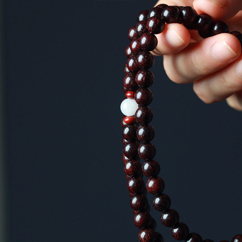 6mm Small Leaf Red Sandalwood Wood Mala Balance Bracelet