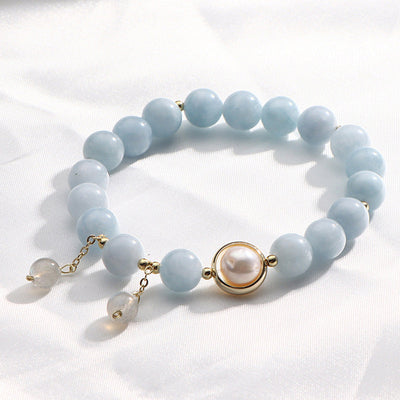 8mm Aquamarine Pearl Moonstone Healing Charm Bracelet