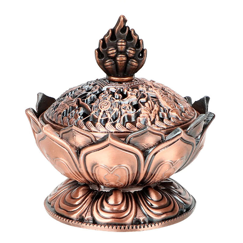 7cm Zinc Alloy Lotus Incense Burner for Meditation
