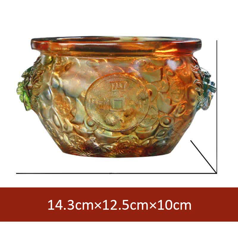 Handmade Liuli Crystal Treasure Bowl for Zen Home Decor
