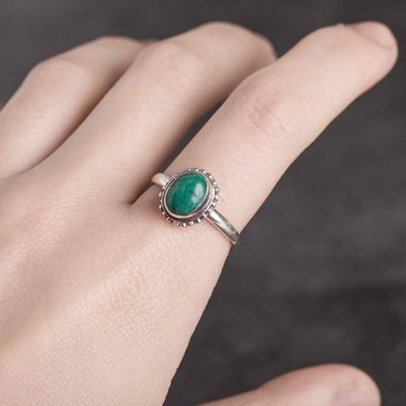 Adjustable Turquoise Ring 925 Sterling Silver Wisdom