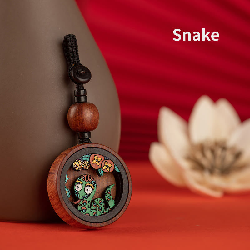 Rosewood Dragon Zodiac Key Chain for Calm & Protection