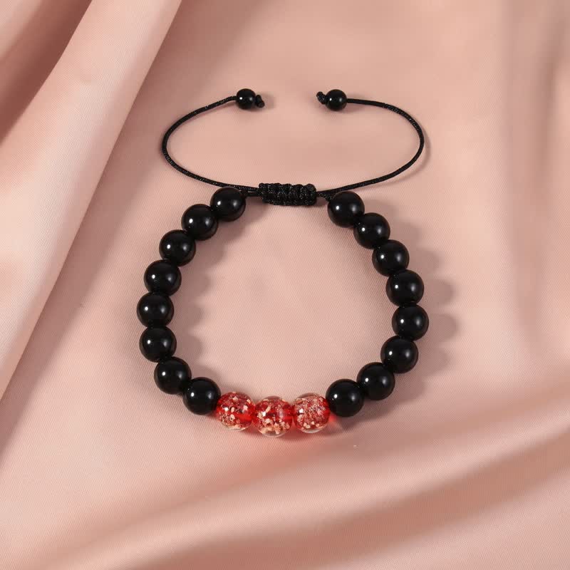 10mm Black Obsidian Strength Bracelet with Glowstone