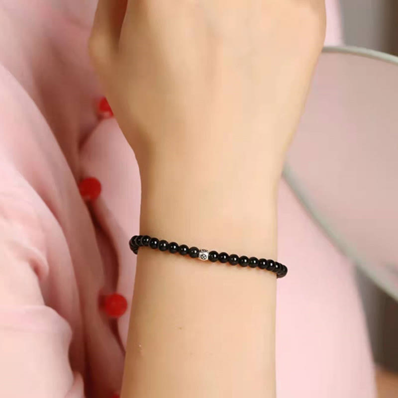 6mm Black Obsidian and Smoky Quartz Purification Bracelet