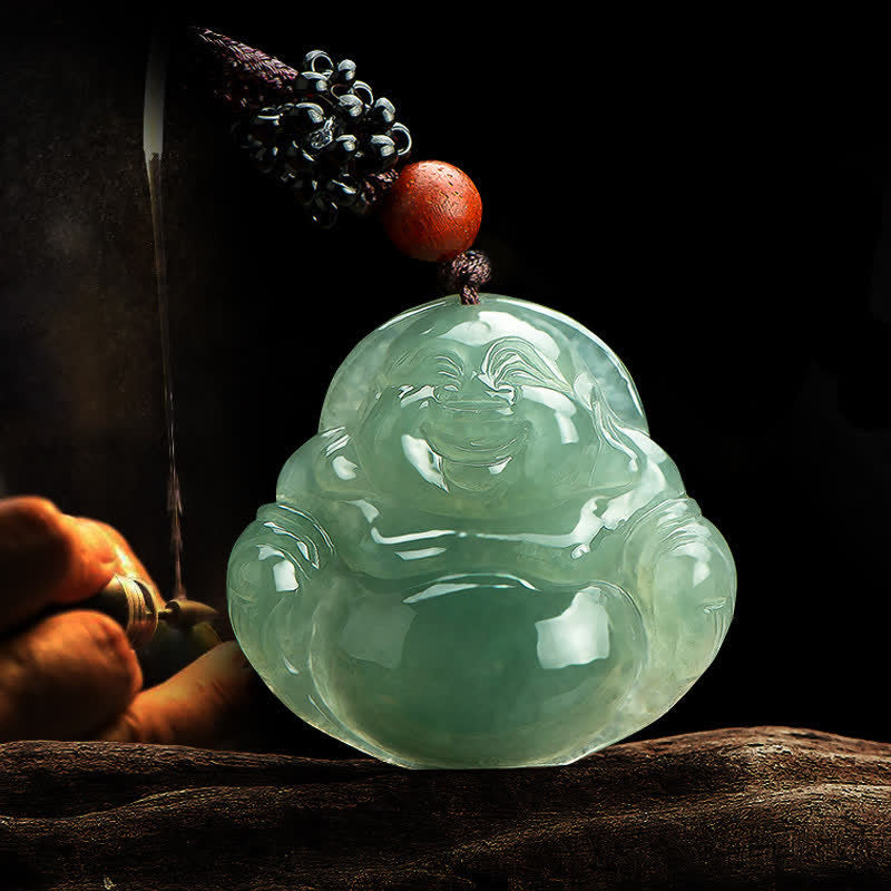 Laughing Buddha Jade Necklace Pendant | Abundance & Luck