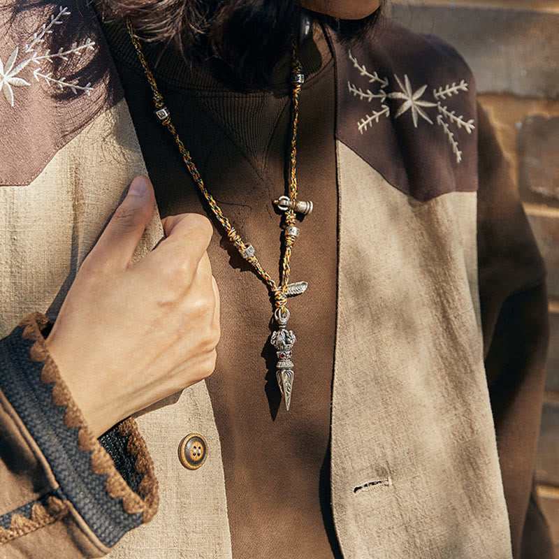 925 Sterling Silver Om Mani Padme Hum Necklace Dorje Vajra Pendant