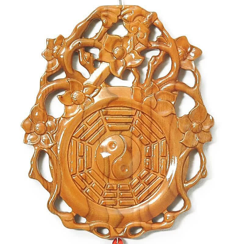 Peach Wood Feng Shui Bagua Map for Balance & Protection