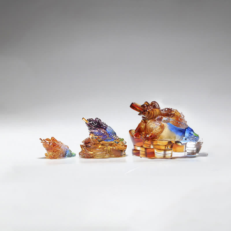 Liuli Crystal Feng Shui Frog Sculpture 11cm Prosperity Art