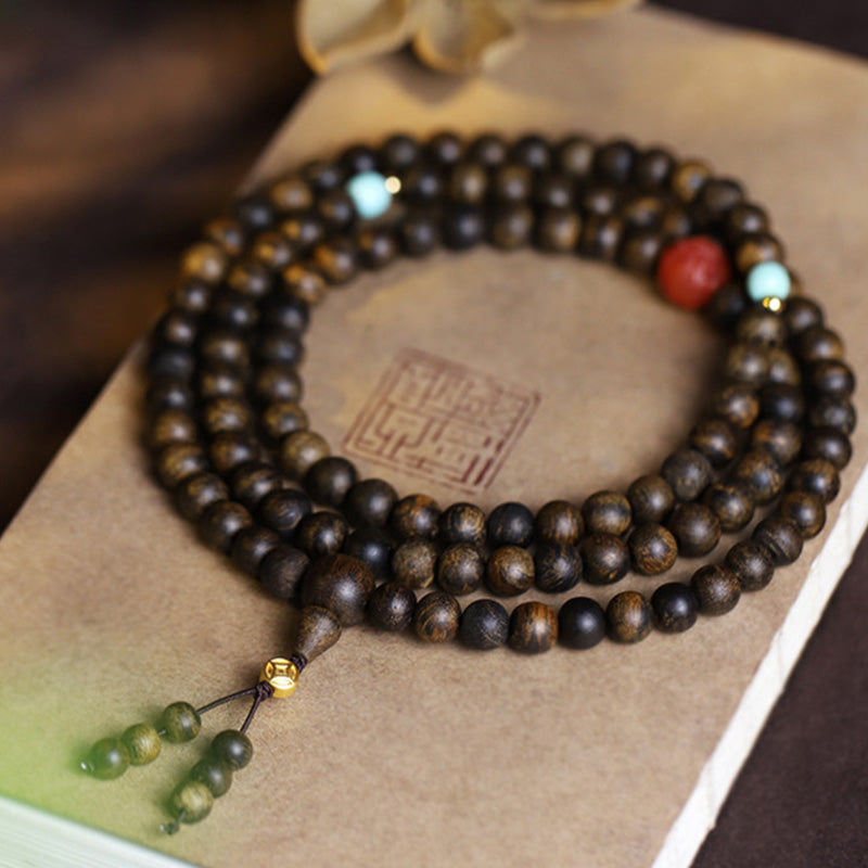 108 Beads Agarwood Wood Mala Bracelet for Meditation Peace