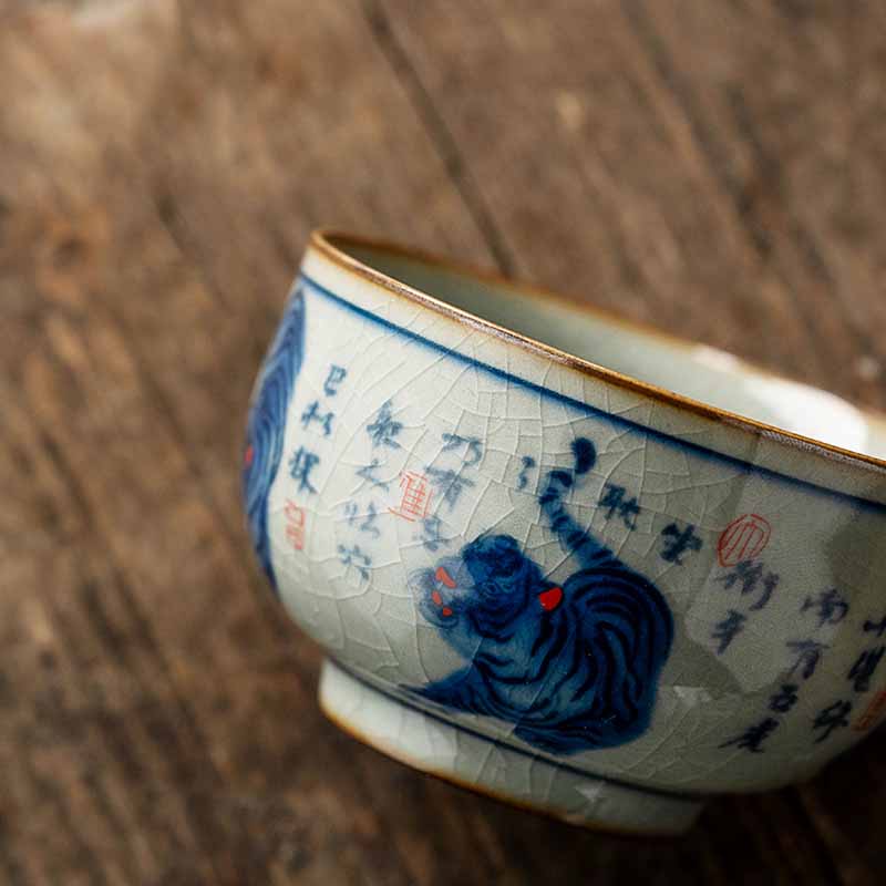 Jingdezhen Hand Painted Tiger Ceramic Teacup 140ml