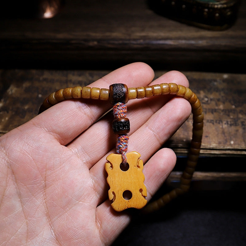 Yak Bone Amber 108 Bead Mala Bracelet for Balance