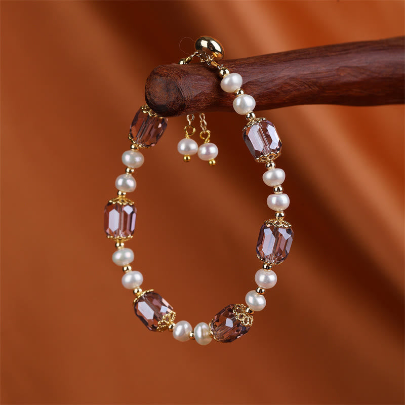 Amethyst Pearl Peace Healing Bracelet 14-16cm Wrist