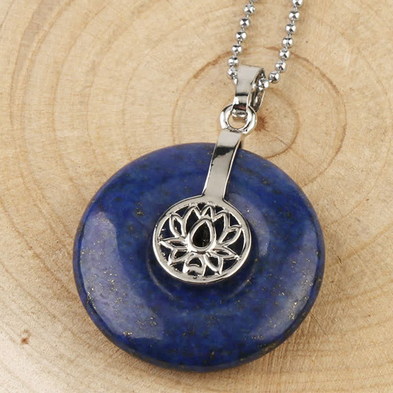 Various Crystal Amethyst Pink Lotus Healing Necklace