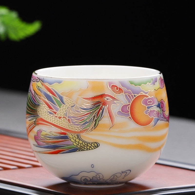 Dragon & Phoenix Ceramic Teacup 190ml | Spiritual Tableware
