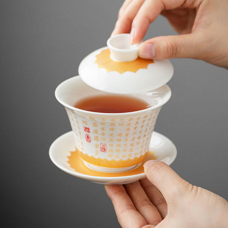 Fu Character Ceramic Gaiwan 150ml Meditation Tea Set