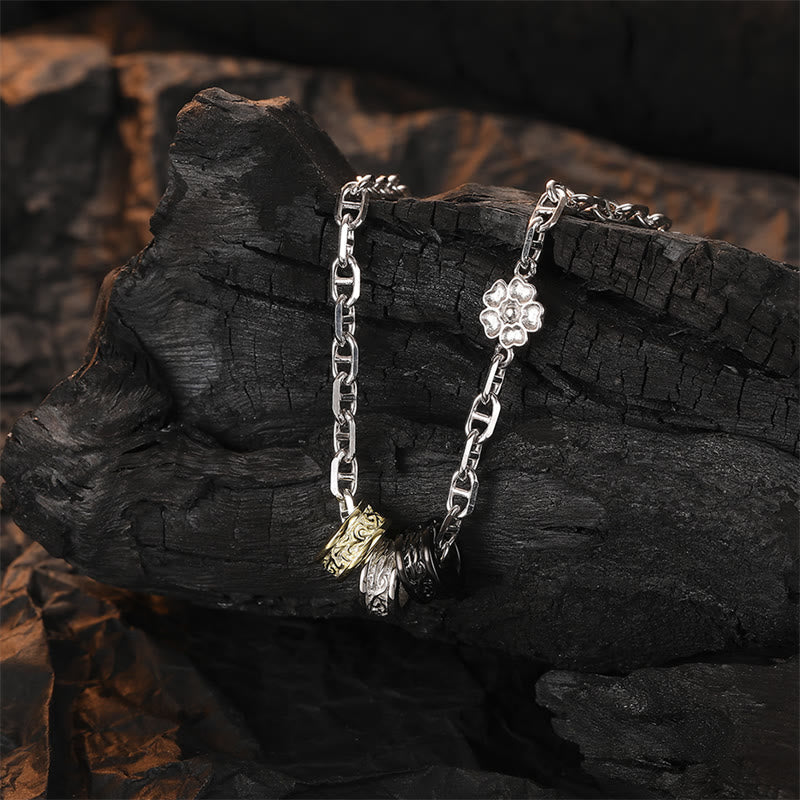 925 Sterling Silver Tang Dynasty Flower Luck Energy Necklace