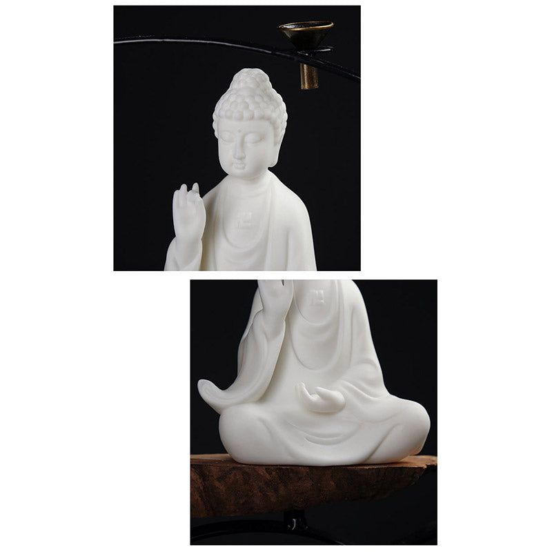 Ceramic Avalokitesvara Buddha Statue LED Blessing 8x11.5cm