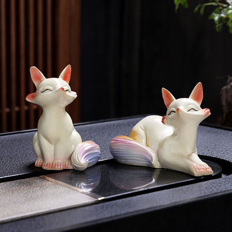 Color Changing Fox Tea Pet Resin Figurine | Zen Decor