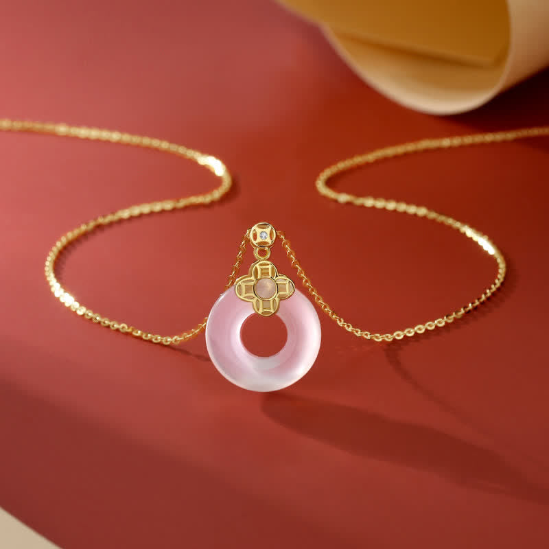 925 Sterling Silver Chalcedony Peace Buckle Necklace