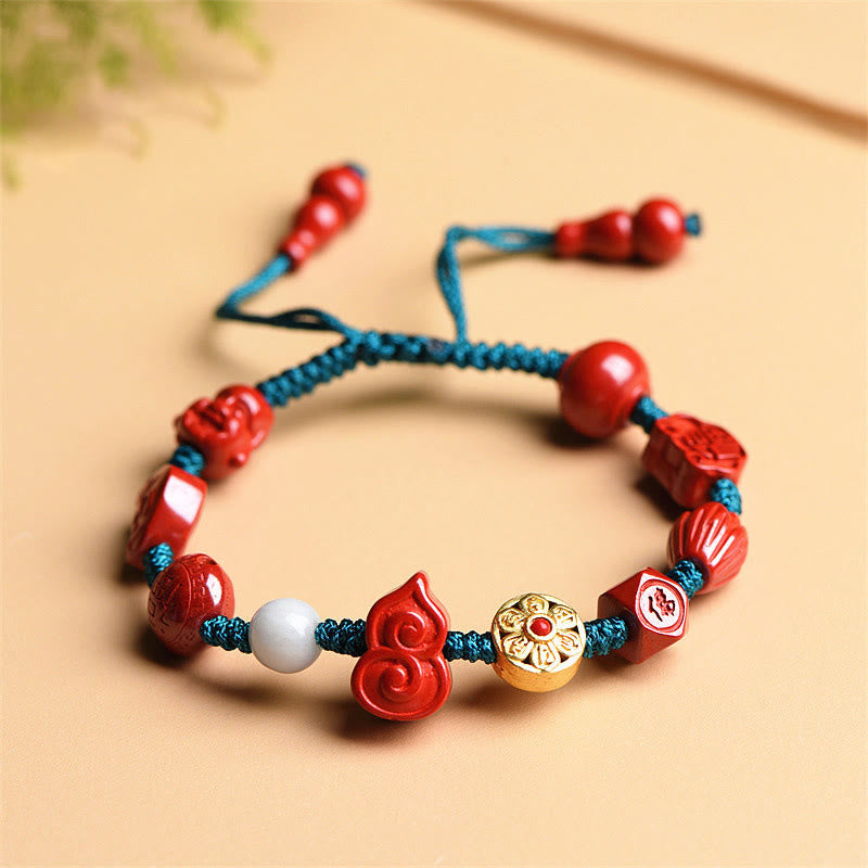 Natural Cinnabar Om Mani Padme Hum Blessing String Bracelet