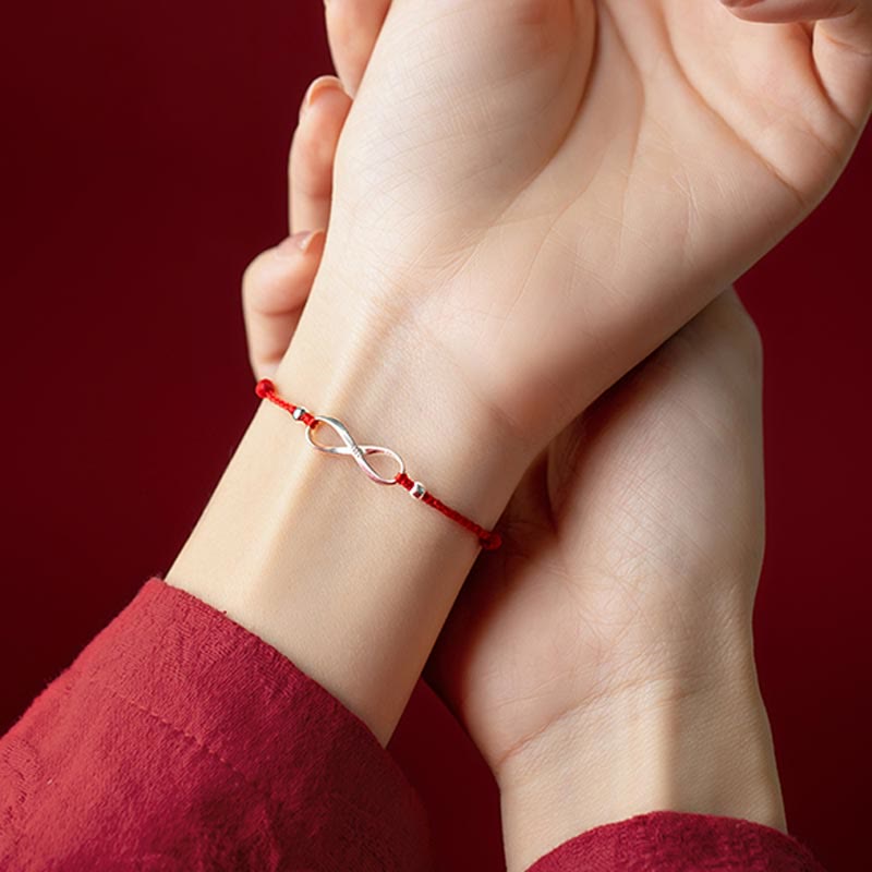 925 Sterling Silver Red String Bracelet Endless Knot Protection