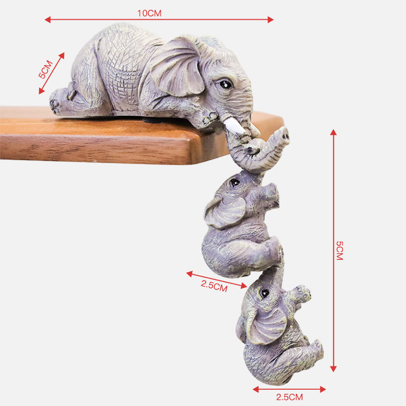 Resin Elephant Sitter Figurines for Strength & Wisdom Decor