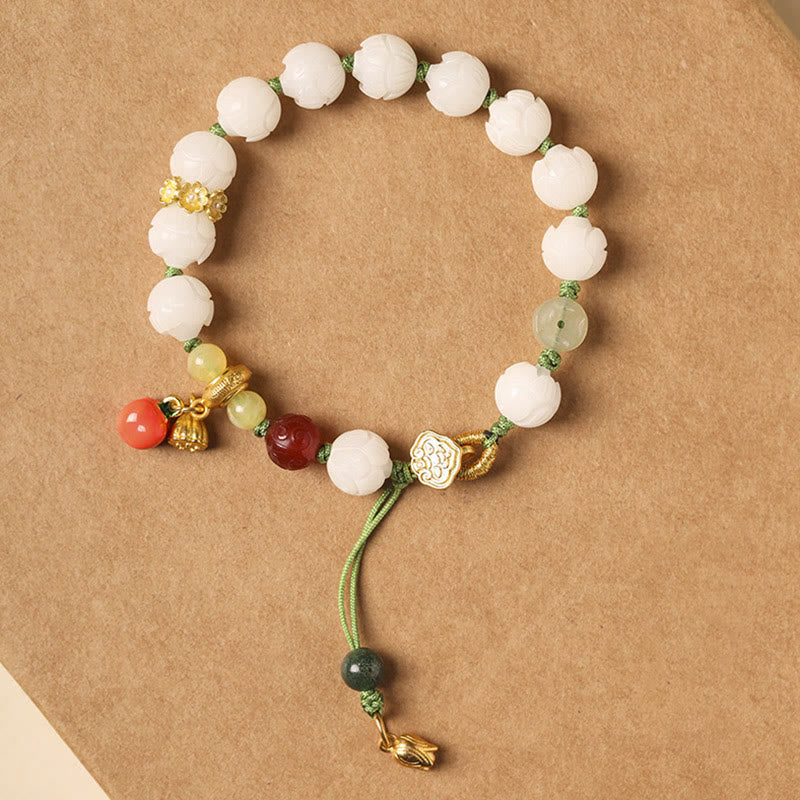 Bodhi Seed Lotus Bracelet for Peace & Enlightenment - 14-15cm