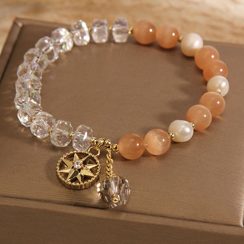 Orange Cat's Eye Clear Quartz Meditation Bracelet