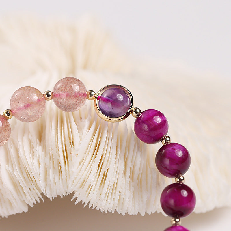8mm Strawberry Quartz Pixiu Love Bracelet for Prosperity