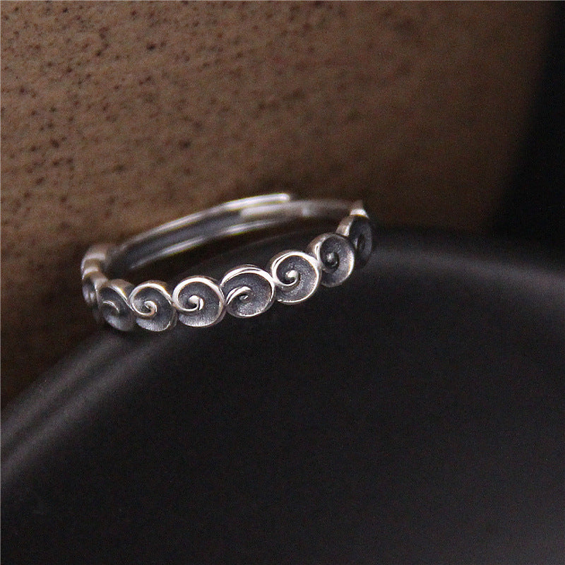 925 Sterling Silver Auspicious Clouds Spiritual Protection Ring