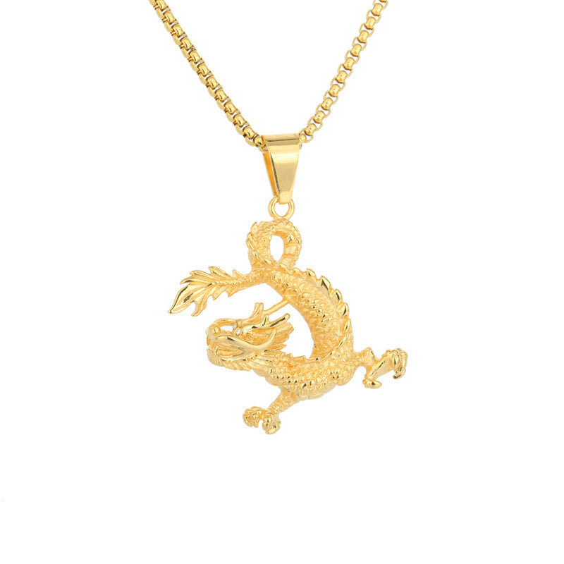 Titanium Steel Dragon Necklace | Luck Protection Pendant