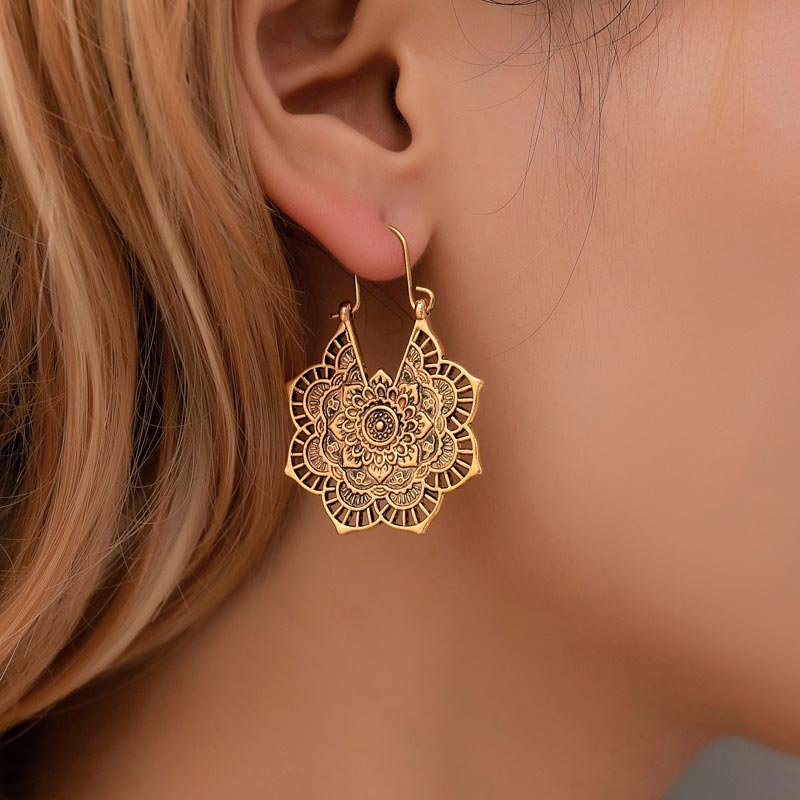 Tibetan Lotus Earrings in Copper | Balance & Healing