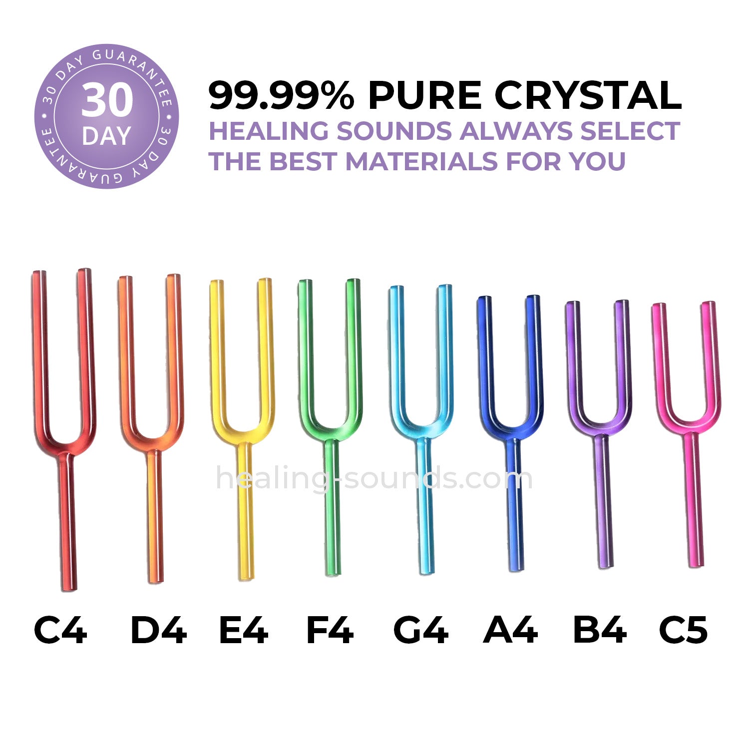 B4 Note Crystal Tuning Fork - Crown Chakra