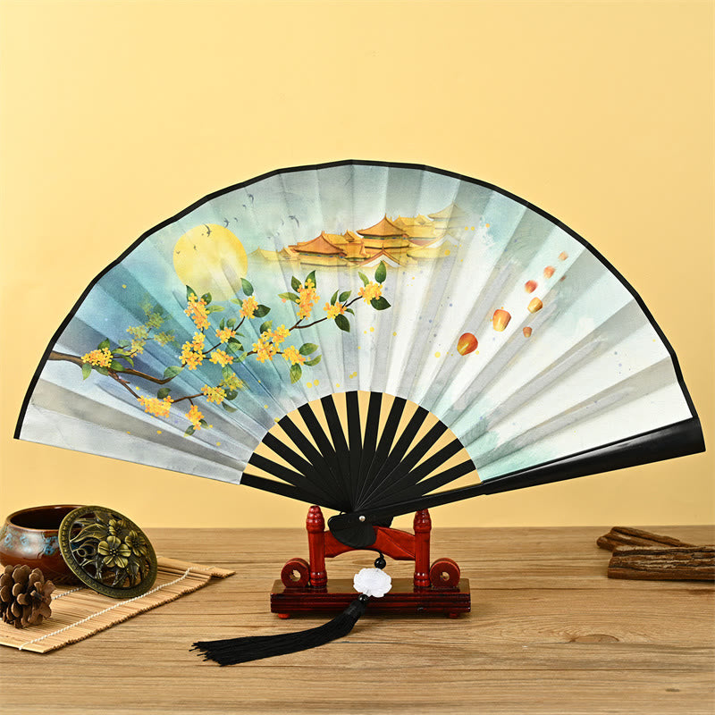 Elegant Chinese Folding Fan | Vintage Handheld Fan with Tassel