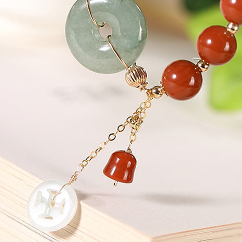 14mm Red Agate Jade Peace Buckle Confidence Bracelet