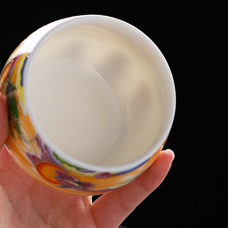 Dragon & Phoenix Ceramic Teacup 190ml | Spiritual Tableware