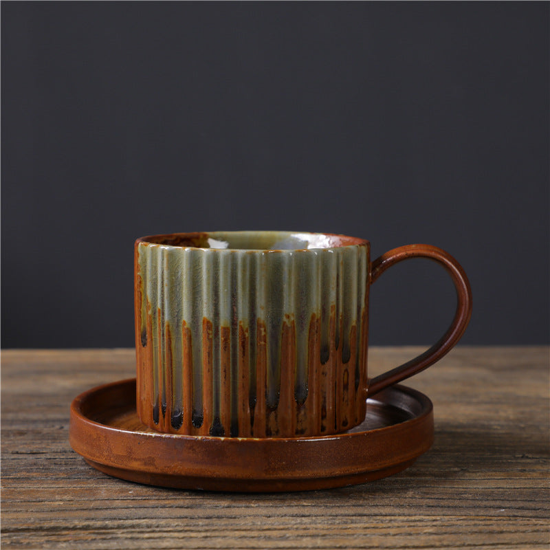 250ml Retro Striped Kiln Change Ceramic Coffee Mug | Zen Decor