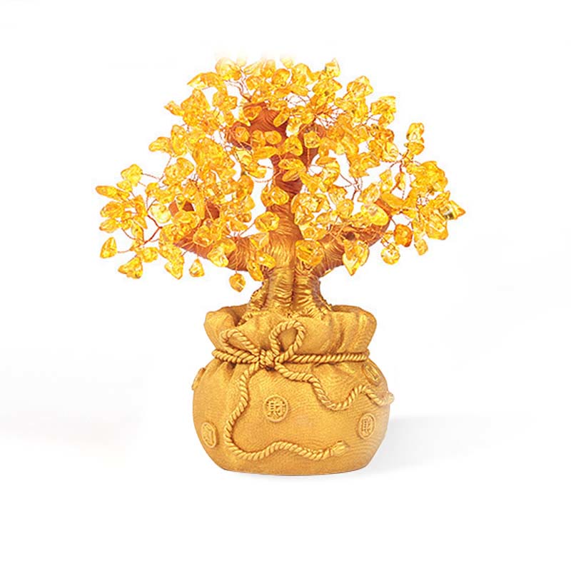 Natural Citrine Money Tree Feng Shui Decor for Prosperity