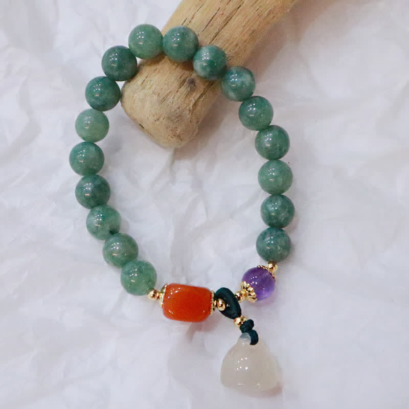 Healing Jade Bracelet with Cyan Jade & Amethyst for Harmony