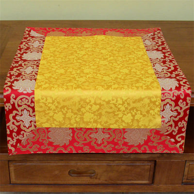 Brocade Prayer Altar Table Runner with Dragon & Vajra Symbols