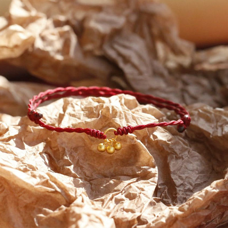 925 Sterling Silver Gold Plated Luck Red String Bracelet Unisex