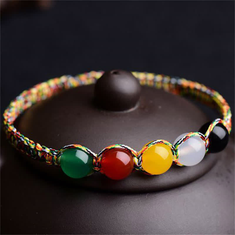 Colorful Agate Five Elements 8mm String Bracelet