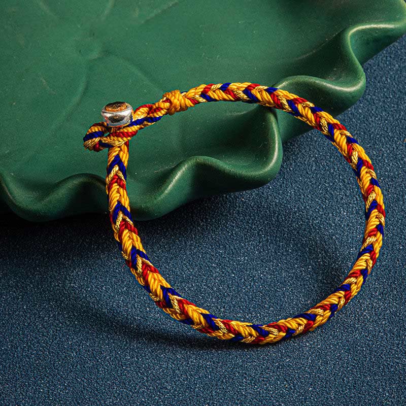 Multicolored Red String Protection Bracelet with Silver Charm