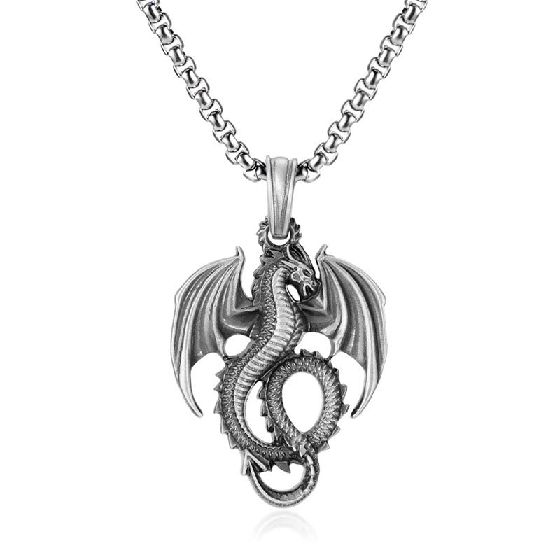 Pure Tin Dragon Necklace Pendant | Luck & Success Symbol