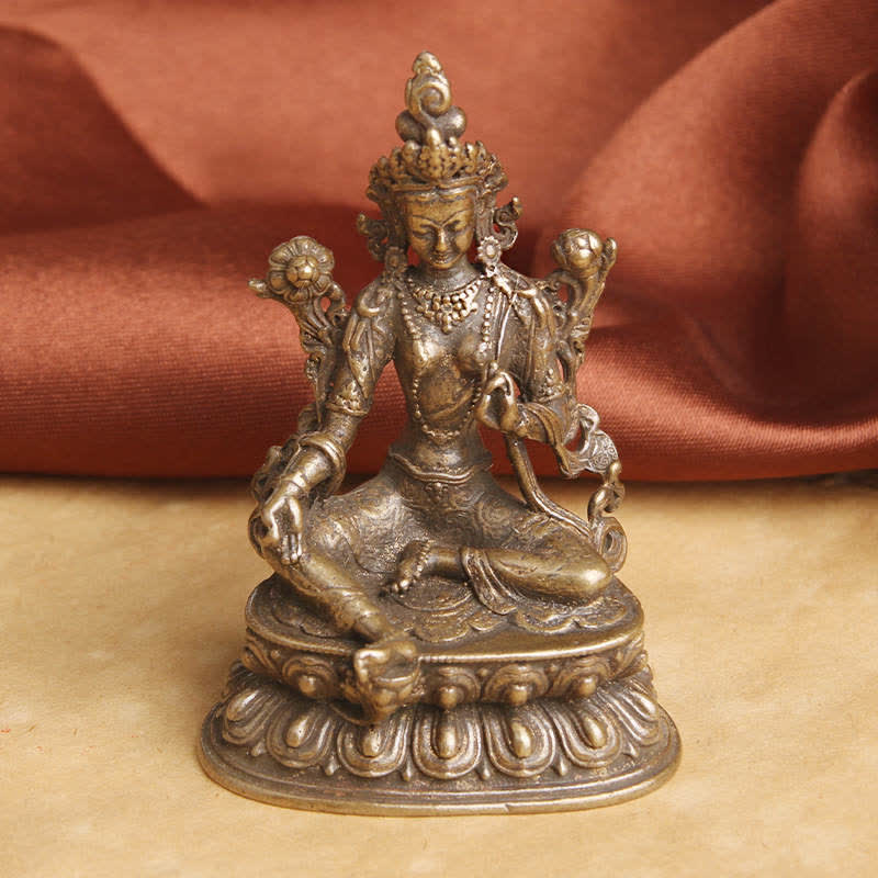 Bodhisattva Green Tara Copper Statue 55.5mm Calm Hope