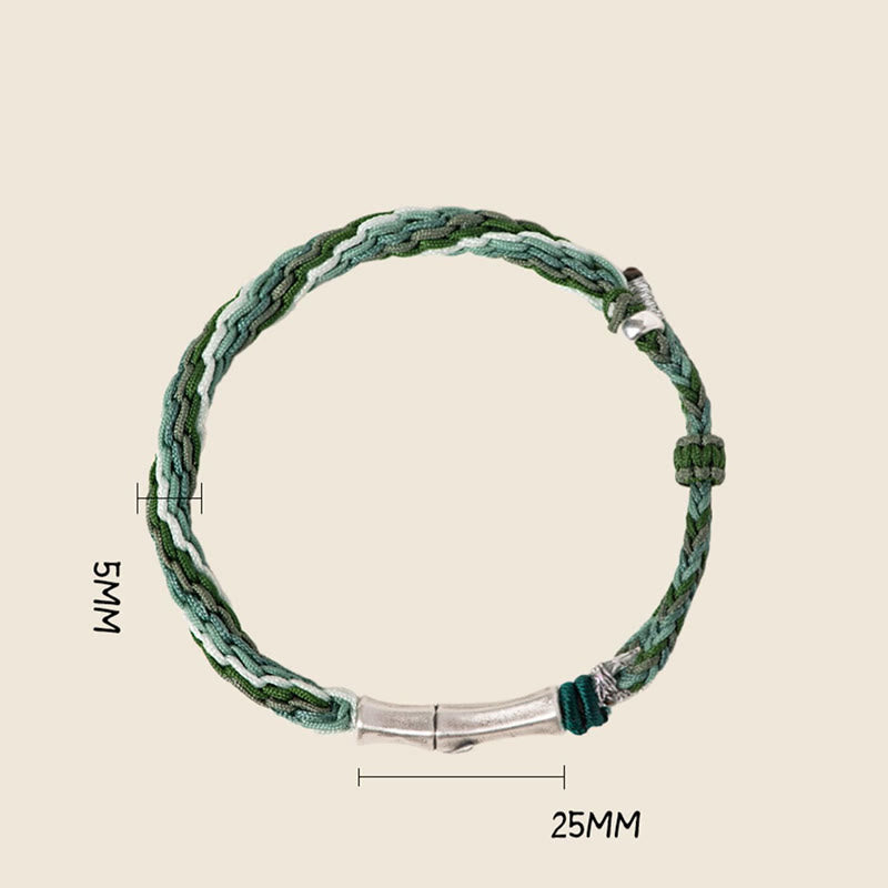 Red String Bracelet in 925 Sterling Silver with Bamboo Knot