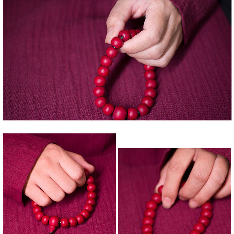 Unisex Abelia Biflora Wood Wrist Mala for Protection & Blessing