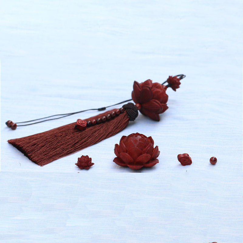 Small Leaf Red Sandalwood Zen Decor | Luck & Protection Tassel