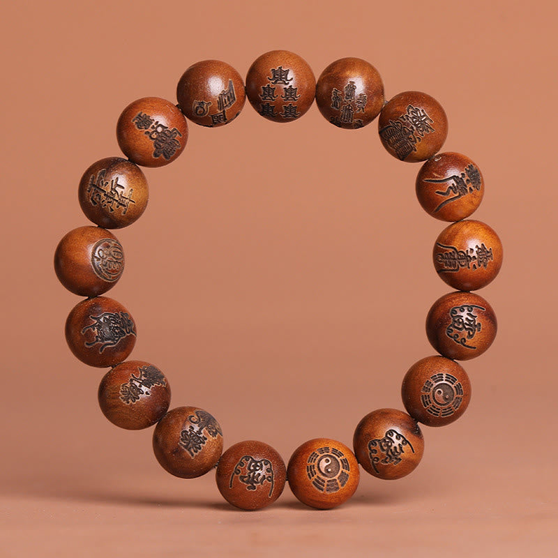Lightning Struck Jujube Wood Yin Yang Bracelet for Protection